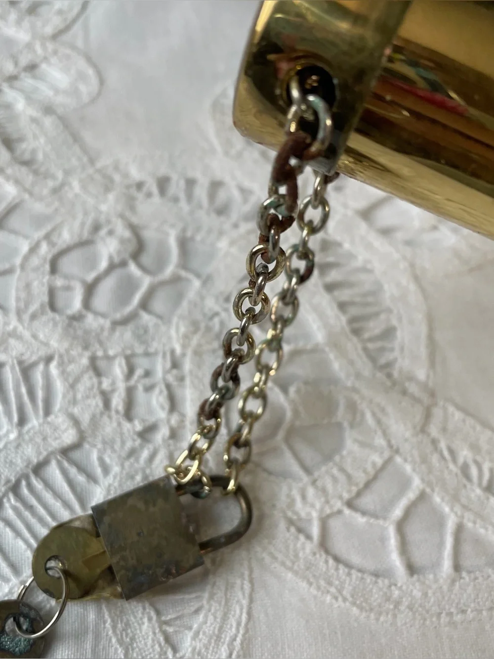 Vintage brass novelty coin bank with key lock